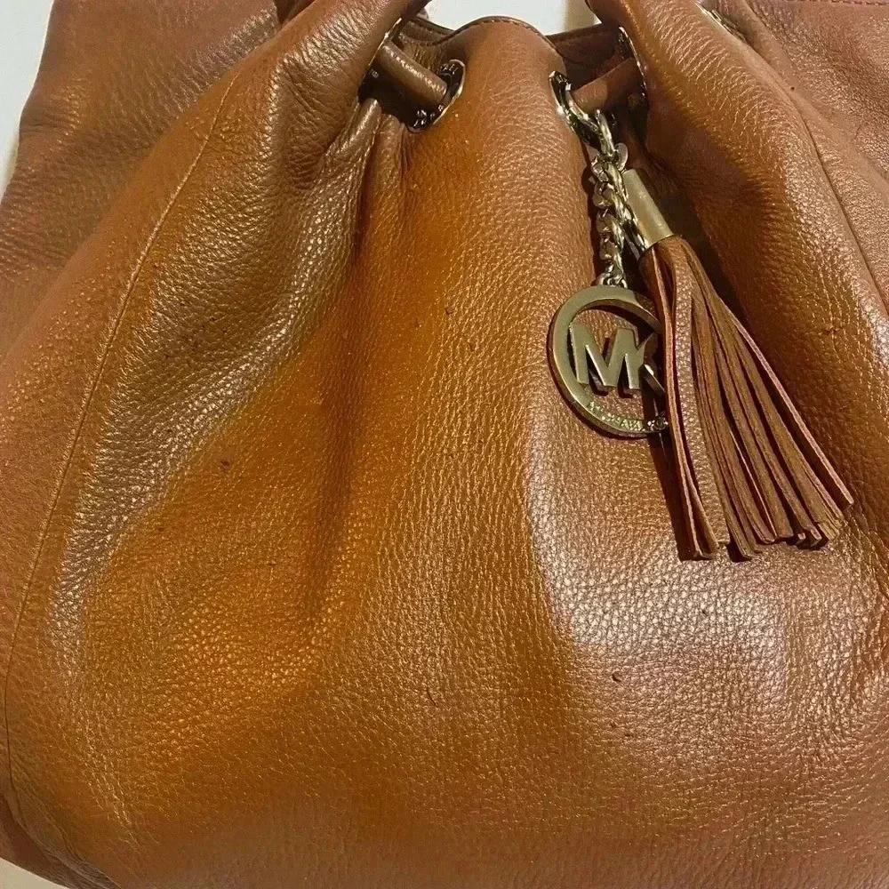 Michael kors brown leather satchel handbag